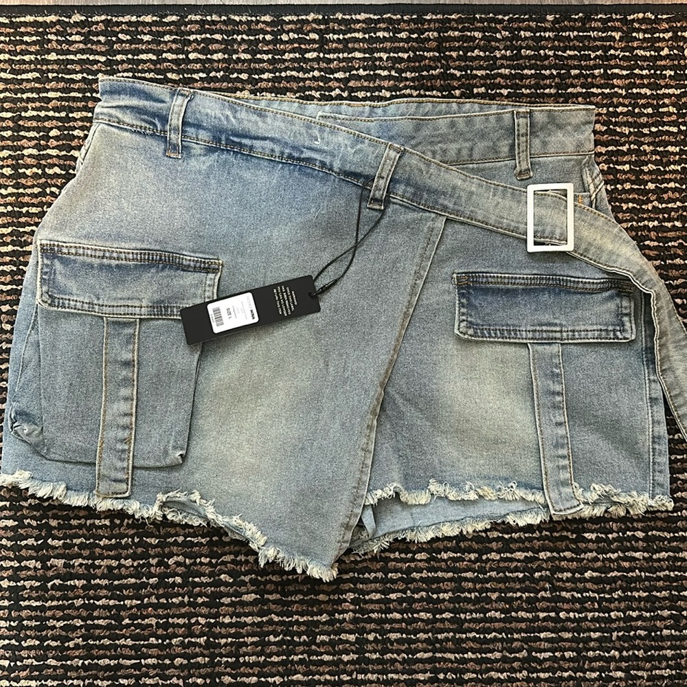 Fashion Nova Kamala Wrap Denim Skort - Vintage Wash